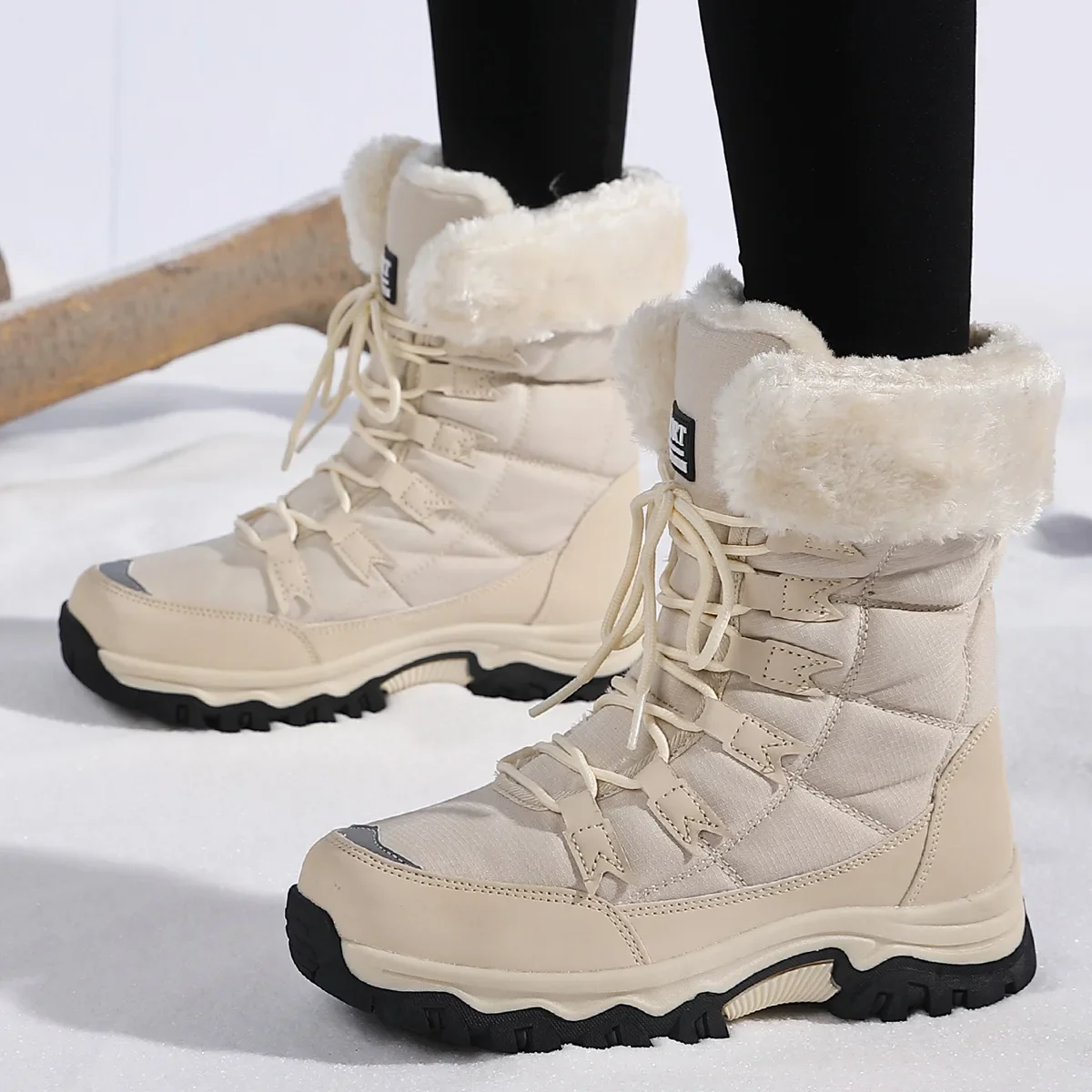 Winter Snow Boots Womens Non Slip Outdoor Waterproof Mid Calf Boots with Warm Faux Fur Lined Fashion Shoes 2025