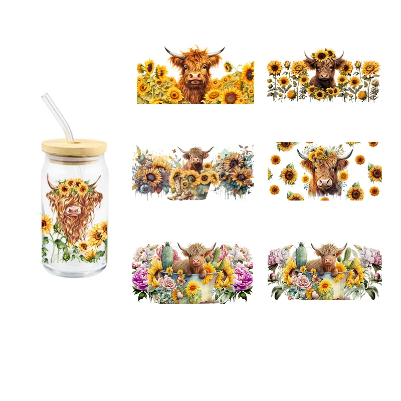 

Cow UV DTF обертки для чашек переводные наклейки для животных, наклейки для стеклянных бутылок