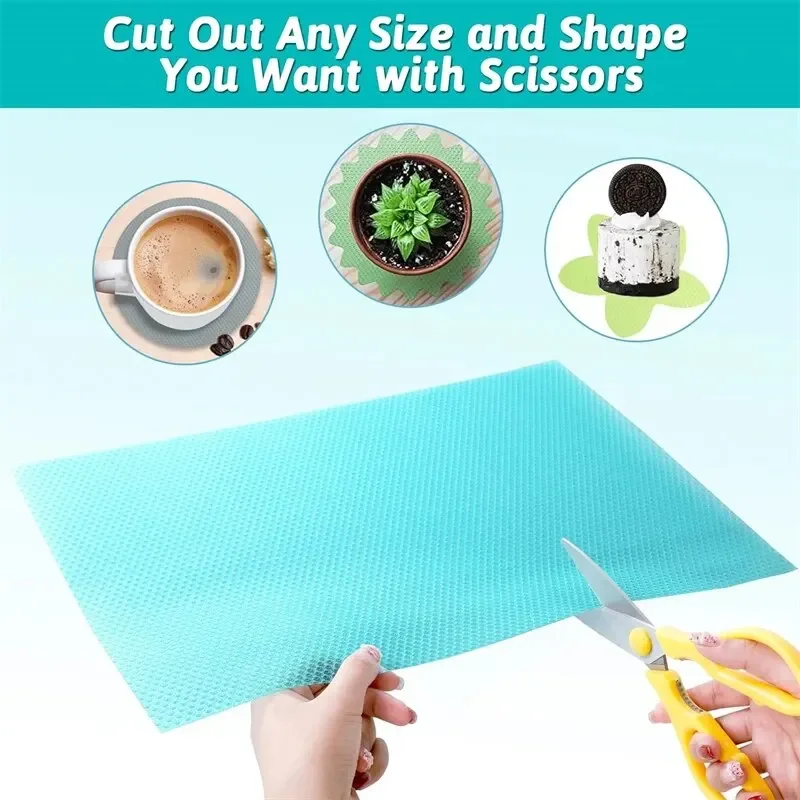 Refrigerator Pad Non-Slip Waterproof Can Be Cut 4pcs Fridge Shelf Liner Mat Kitchen Washable Drawer Cabinet Pads Table Placemats