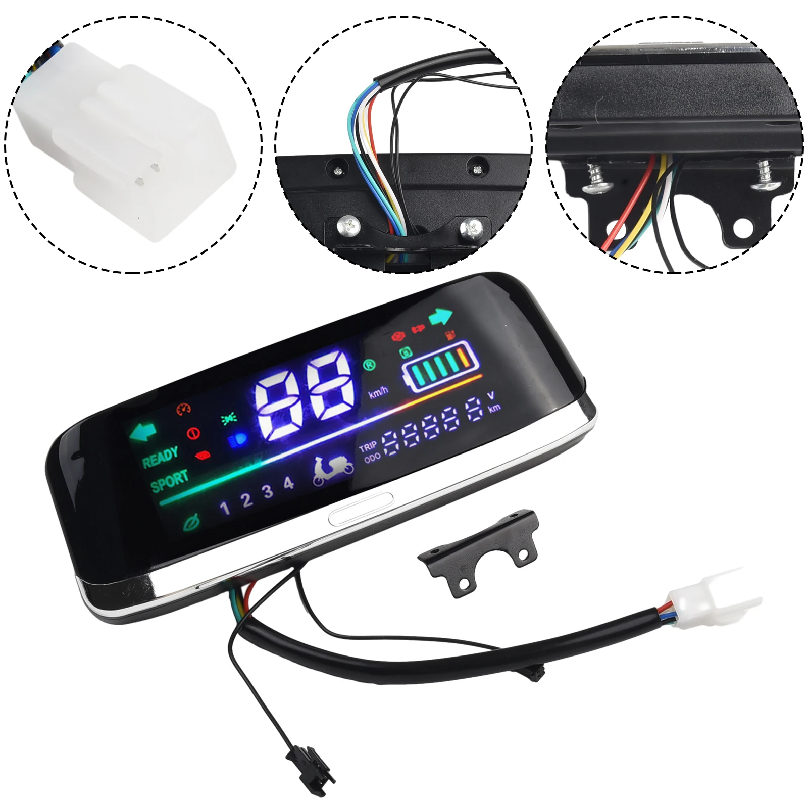 Enhanced Electric Bike LCD Speedometer Screen for E-Bicycles and Scooters, 48-72V Display