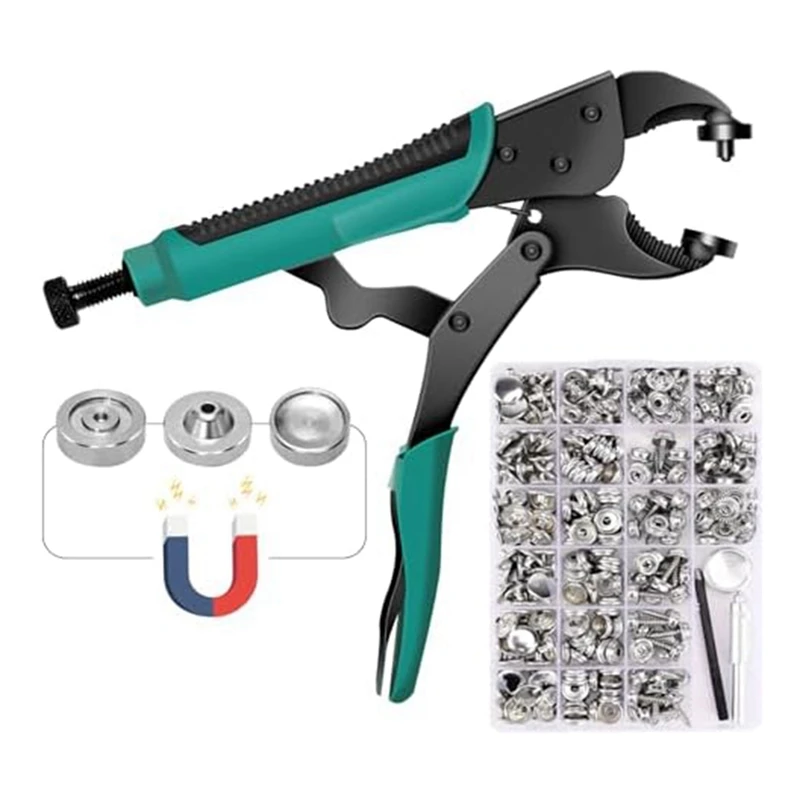 

Heavy Duty Snap Fastener Pliers With 323 Piece Canvas Snap Kit
