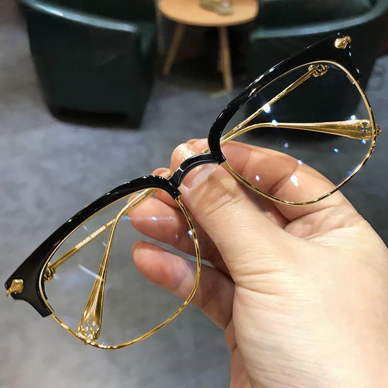 Men's Prescription Glasses Half-frame Silver Black Anti Blue Light Myopia Glasses Trendy Vintage Nearsighted Glasses -1.0 to-6.0 4