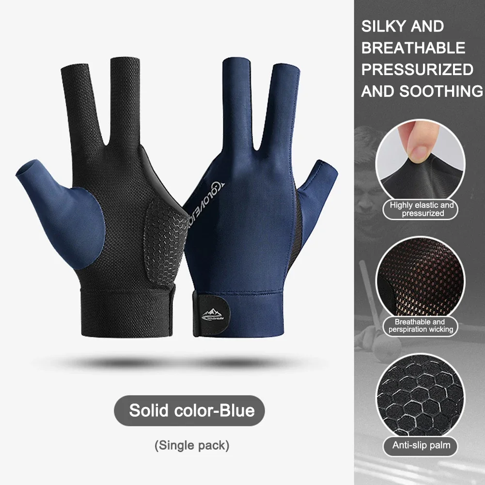 Open Finger Billiard Gloves Antiskid Polyester Snooker Billiards Gloves Adjustable Sticker Portable Lightweight Amateur Training billiard gloves
