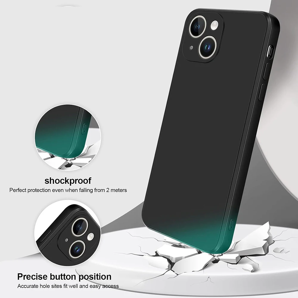 Black Shockproof Silicone Phone Case with Protective Lens Cover
