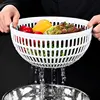 Salad Spinner Stainless Steel Manual Press Type Vegetable Spinner Multifunctional Home Vegetable Fruit Washer Drain Strainer 5