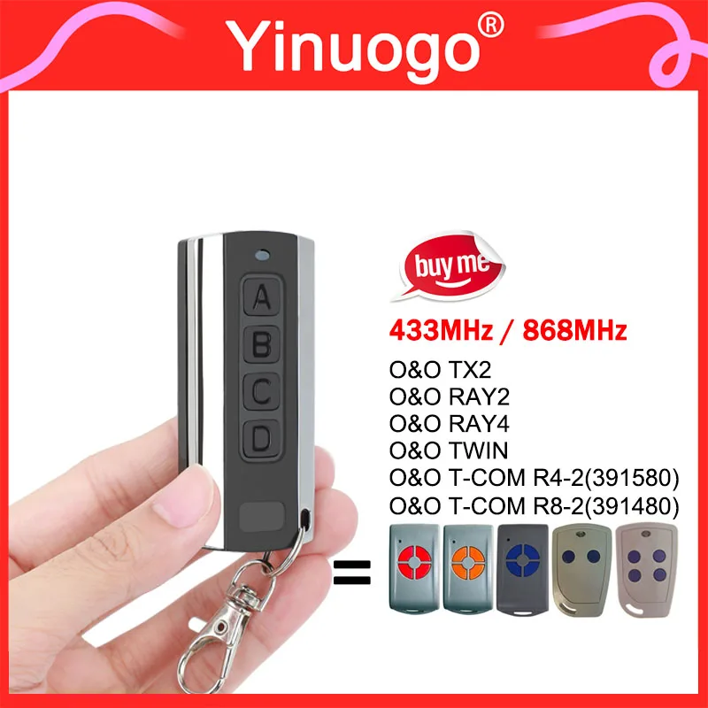 Per O & O Tx2 / T-Com R4-2 391580 / T-Com R8-2 391480 Ray2 Ray4 Twin 433Mhz 868Mhz Porta Del Garage Telecomando Trasmettitore Portatile