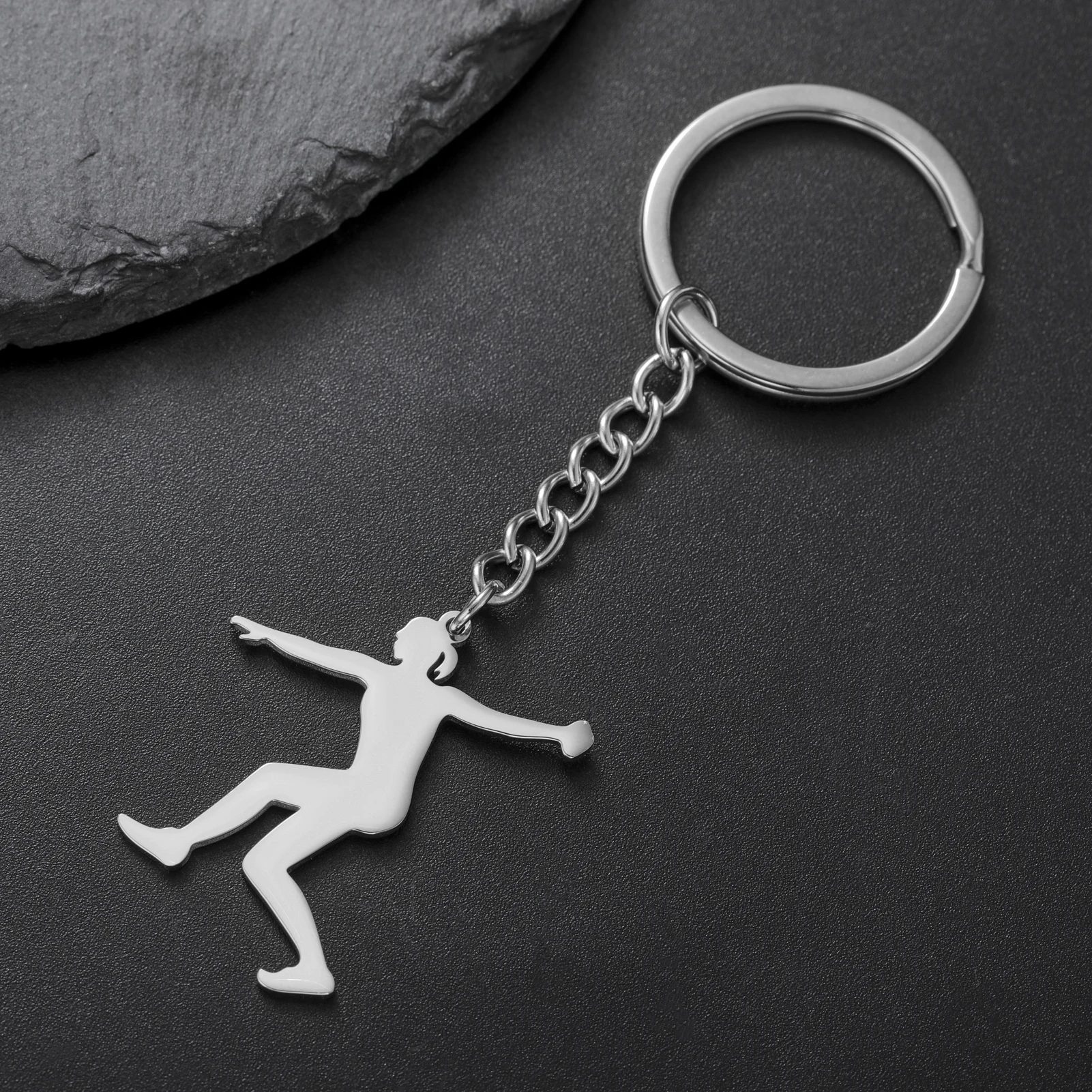 COOLTIME Discus Thrower Schlüsselanhänger Edelstahl Damen Shot Put Competition Athleten Mode Schlüsselanhänger Sport Schmuck Geschenk