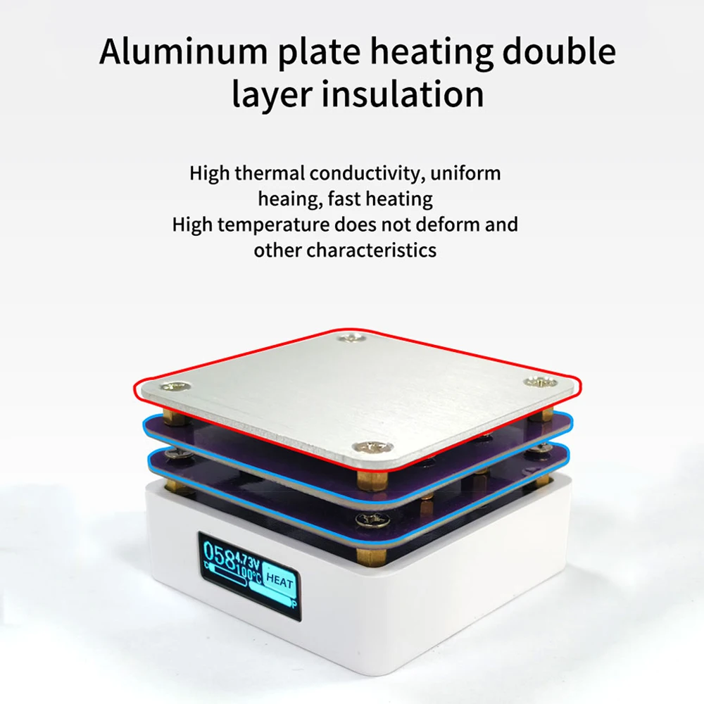 G3061 PD65W 미니 핫 플레이트 디지털 납땜 예열 재 작업 스테이션 PCB SMD 보드 납땜 플레이트 가열 테이블 수리 도구