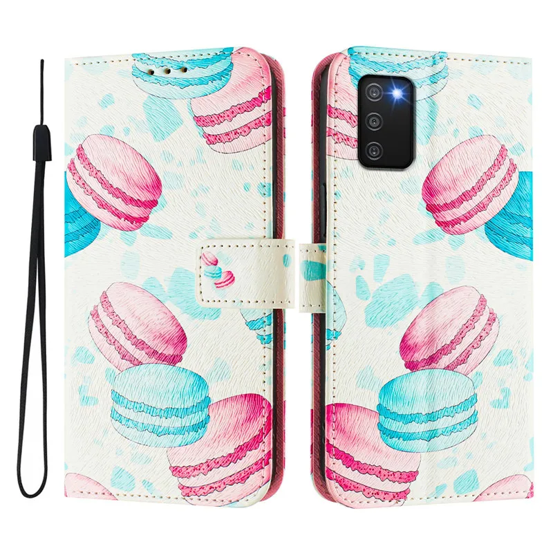 Leather Flip Wallet Phone Case with Magnetic Closure and Artistic Design