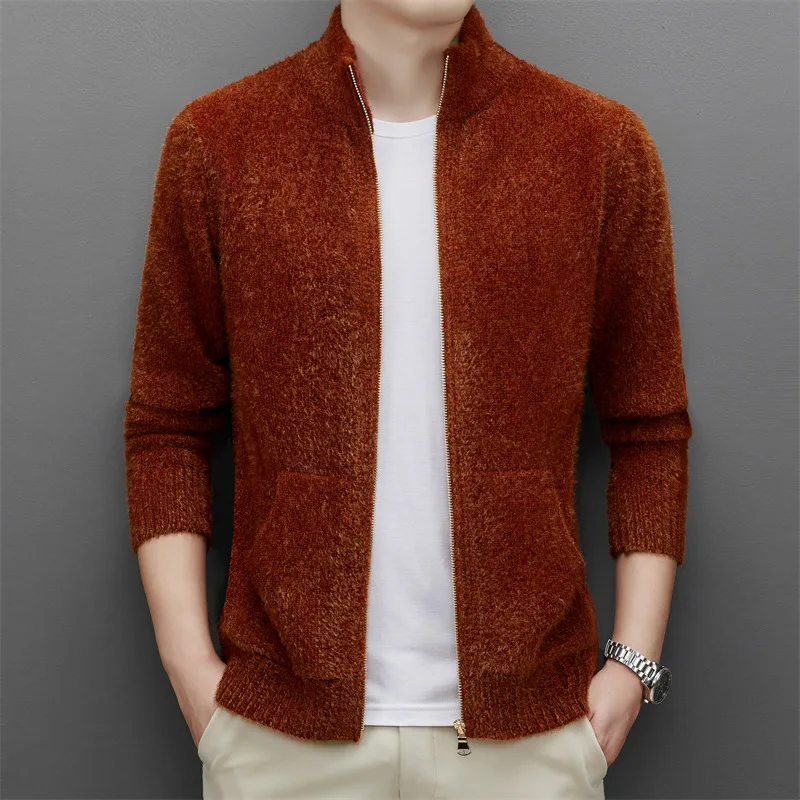 2023 Knitted Cardigan Coat Men's Autumn and Winter New Thickened Standing Collar Warm Casual Comfortable Sweater Men's YM1045