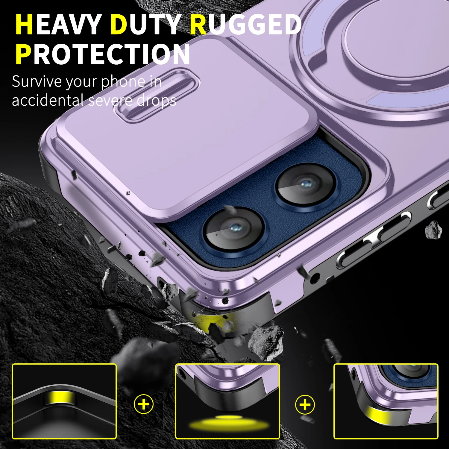Shockproof Magnetic Stand Phone Case with Ring Kickstand Cover