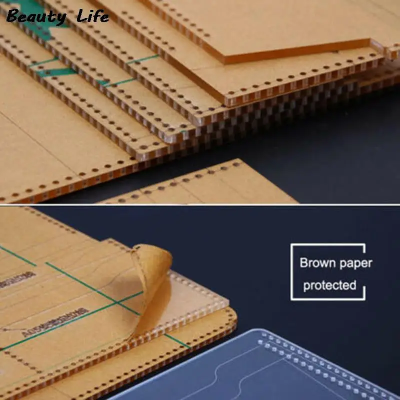 Leather craft tool kit 1set Leather craft acrylic bag wallet corner decoration pattern stencil template sewing tools