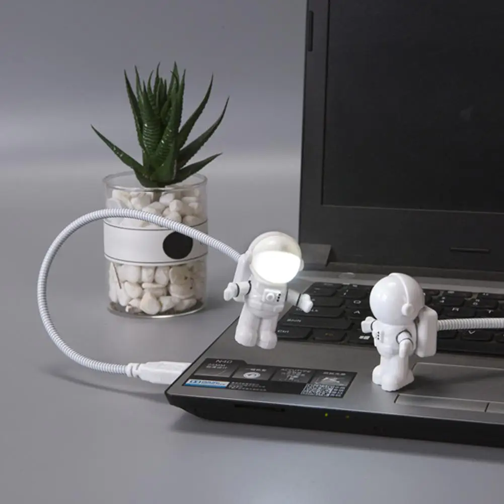 우주 비행사 LED 야간 조명, 컴퓨터 노트북 독서용 USB 우주인 램프, 어린이 선물, 화이트 크리에이티브 우주 비행사