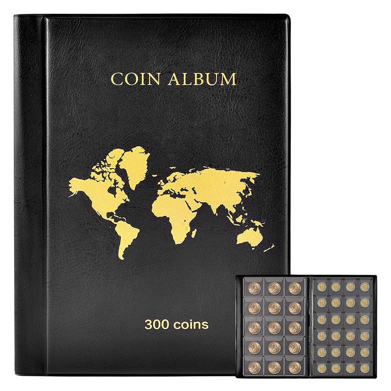 Portable Coin Collection Set 300 Panels Pvc Transparent Loose-leaf Philatelic Book Album Waterproof Coin Storage Box Case