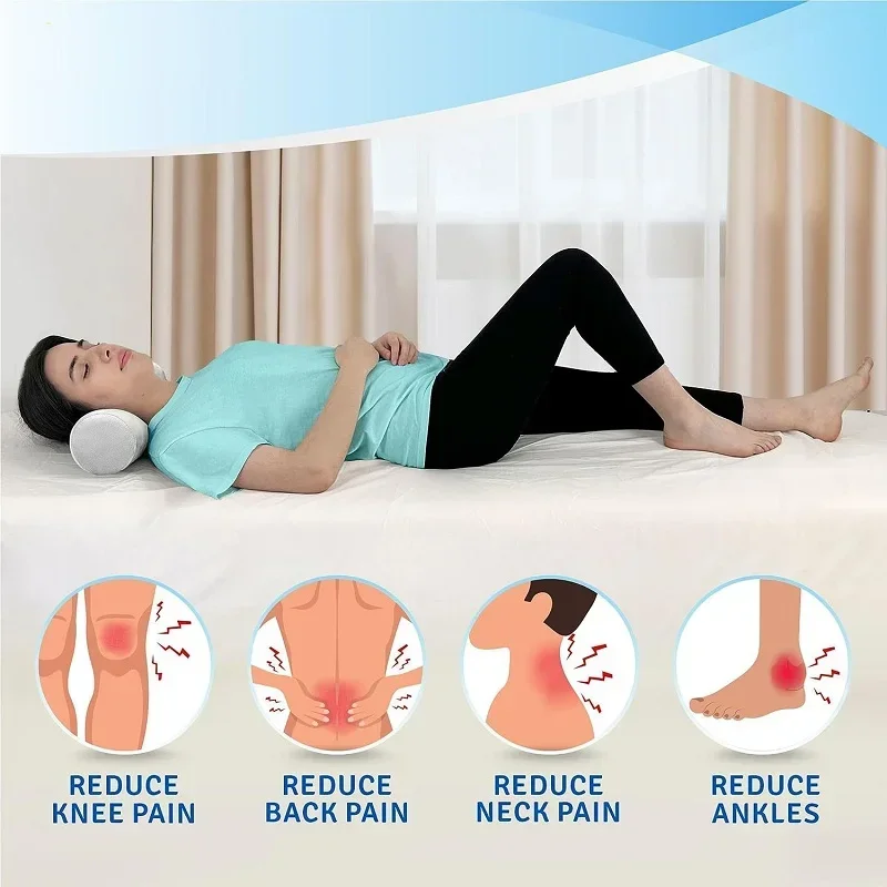 Comfort Cervical Roll, Pain Relief, Soft Neck Bolster Lumbar Cushion for Leg, Back, Firm Memory Foam Support with Bamboo Removab 3