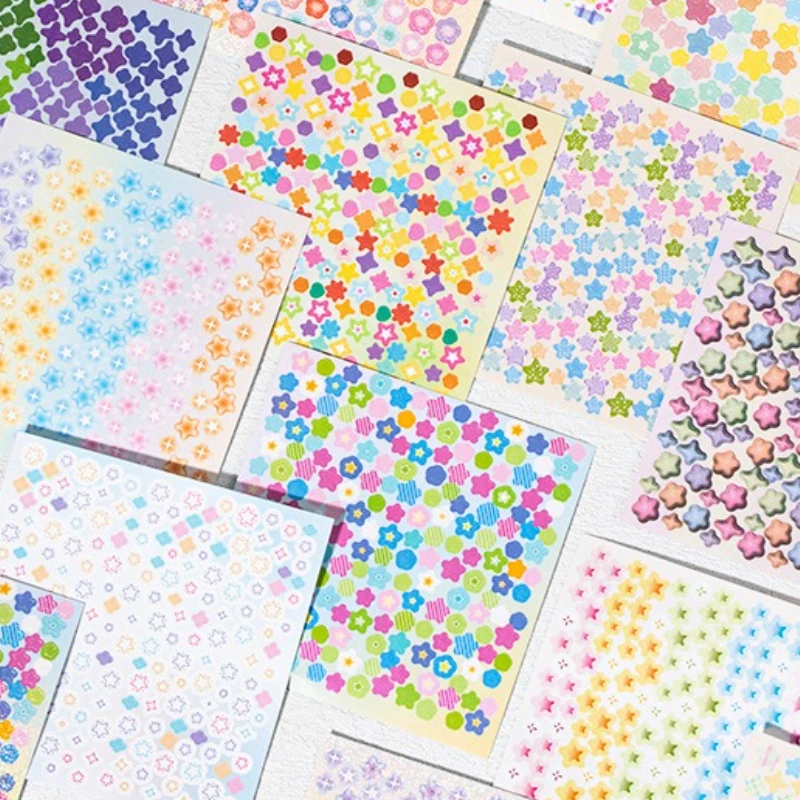 Mini Deco Sticker Book Star Storm Series Cute Scrapbooking Stickers for Journaling Gukaa DIY Phone Case Decor Pre-Cut Sheets