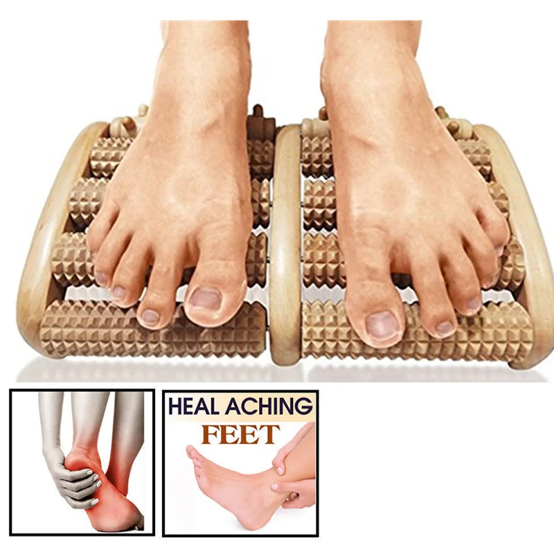 

5 Row Wooden Foot Roller Wood Care Massage Reflexology Relax Relief Massager Spa Gift Anti Cellulite Foot Massager Care Tool