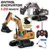 5 Channels 1:20 RC Trucks Remote Control Excavator Alloy Bucket Electric Light Music Crawler Construction Vehicle Toy Boy 3