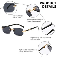 Lunettes de soleil sans bords pour hommes et femmes, à la mode, sans cadre, classiques, petits carrés, pour voyage d'été 6