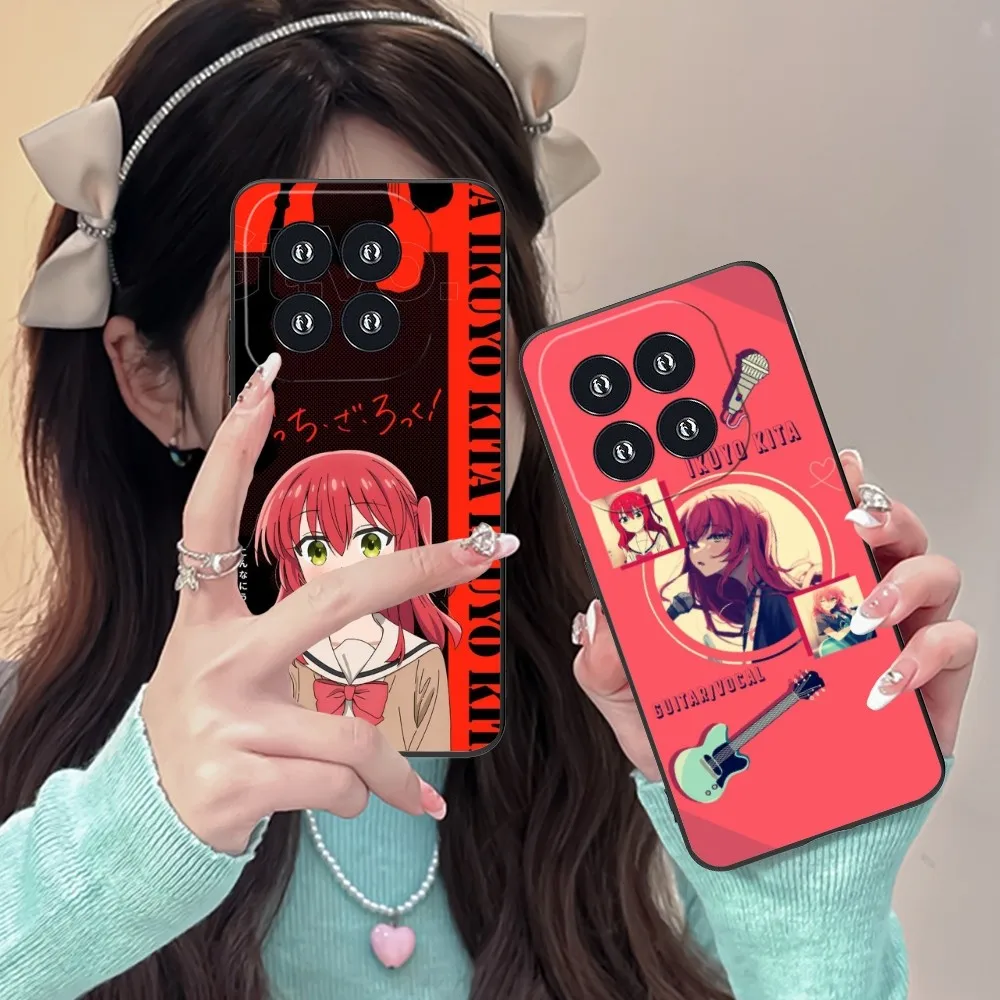 Bocchi Rock Ikuyo Kita Mobile Phone Case For Xiaomi 14 13 12 11 10 9 T Ultra Lite Pro S Se X 5G Black Soft Phone Cover Funda