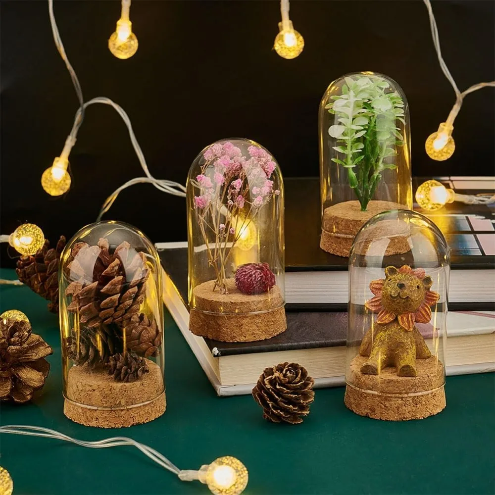 Small Glass Bottles Dome Decorative Jars Display Case for Flower Storage Home Christmas Party Favor Decoration 1.85x3.35inch