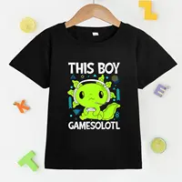 Cute Axolotl Print T Shirt, Tees For Kids Boys, Casual Short Sleeve T-shirtFor Summer Spring Fall, Tops As Gifts 1