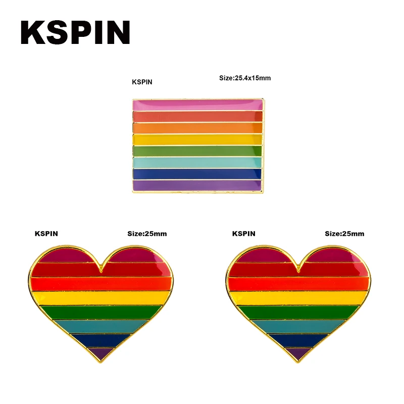 

LGBT Rainbow homosexual Lipstick Kiss lip Lesbian Pride Flag Pride heart shaped flag lapel pin badge pin Brooch Icons XY0633