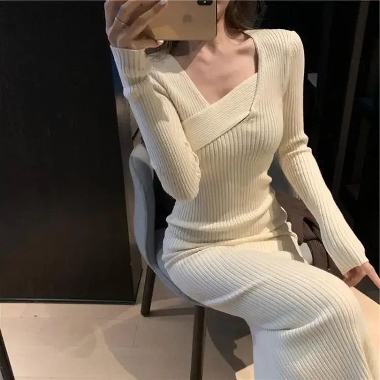 Spring Autumn High Quality Knitted Dress Round Neck Slim Slimming Rhinestone Zebra Dress main image 1