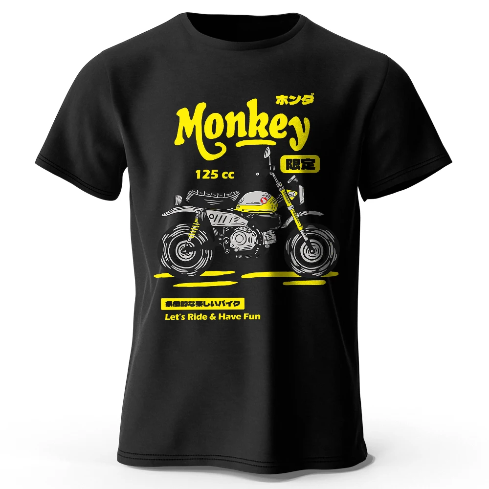 Vintage Hand-Drawn Motorcycle Graphic Cotton Tee - Unisex Retro Biker Style Shirt