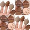 Mini Finger Powder Puff Set Super Soft Brown Dry Wet Use Velvet Cosmetics Powder Puffs Foundation Concealer Air Cushion Sponge 6