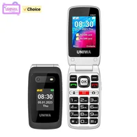 NEW UNIWA V202T Flip Phone Dual Screen Large Button Dual SIM Cards 4G Network Mobile Phone Support Charging Dock For Elderly