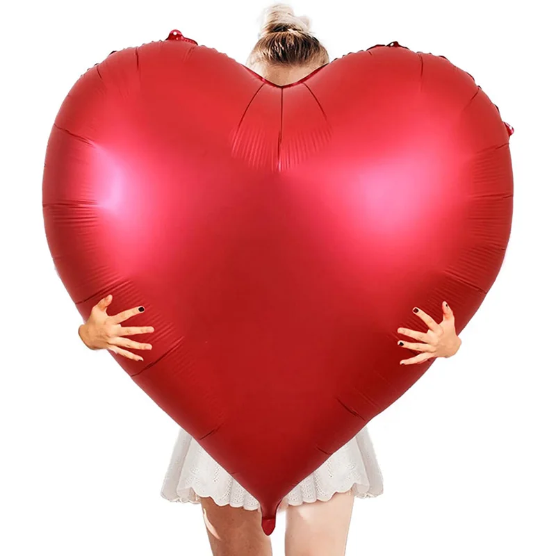 63Inch Giant Love Balloons Aluminum Red Heart Shaped Balloon for Wedding Valentine's Day Birthday Party Decoration Supplies