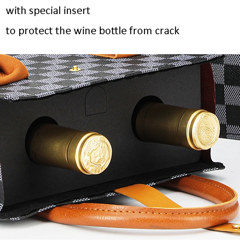 Personalized Premium Quality Wine Bottle Gift Bags Leather with Custom Logo Printed