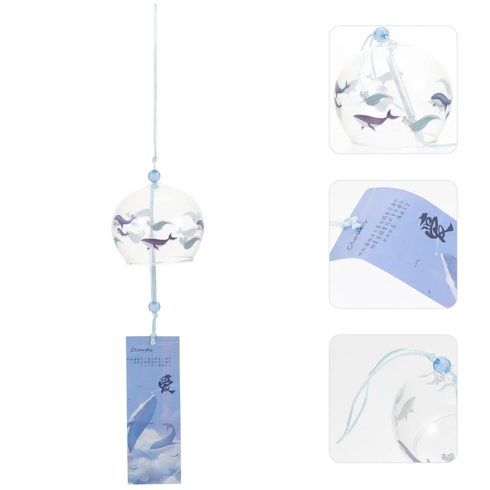Top Circles of Wind Chime Glass Chimes Lantern Bell Solar Blue Japanese Student 2