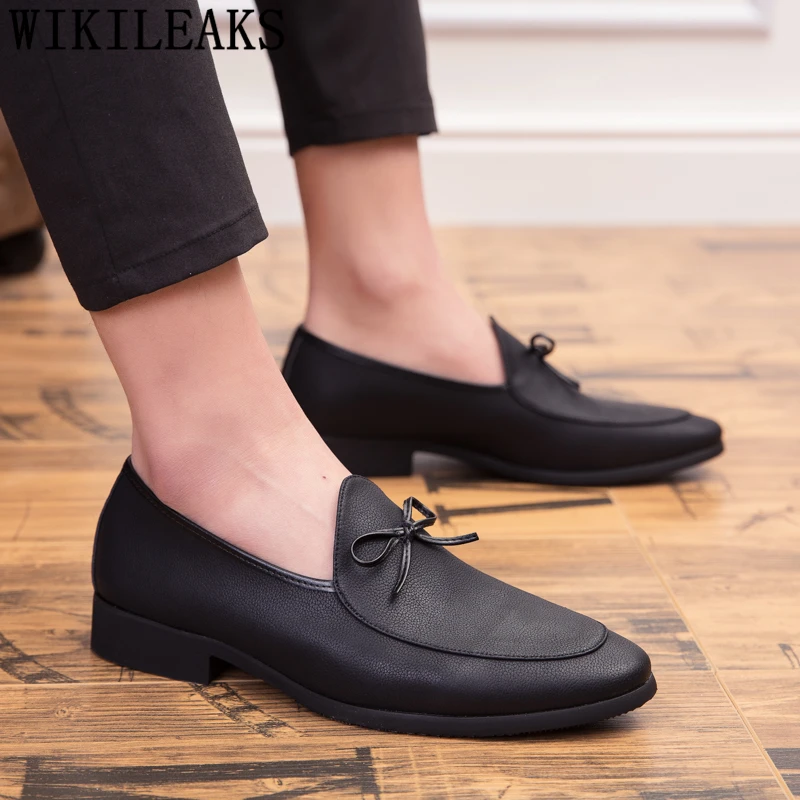 Zapatos elegantes para hombre, Formal para boda, marca italiana, zapatos de vestir de cuero Sepatu Slip On Pria Erkek Ayakkabi|Zapatos formales| - AliExpress