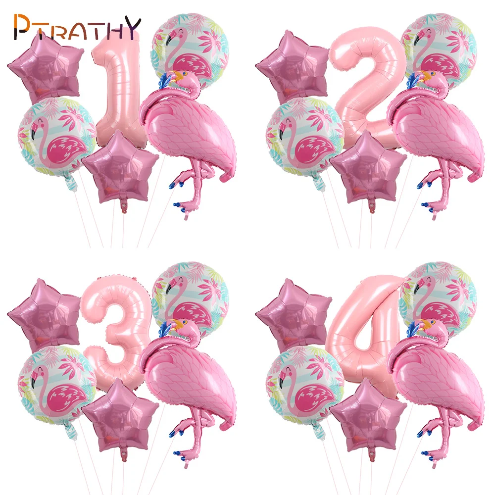 

Flamingo Party Foil Balloon 32Inch Pink Number Balloons 1 2 3 4 5 6 7 8 9 Years Old Girl Birthday Party Baby Shower Decorations