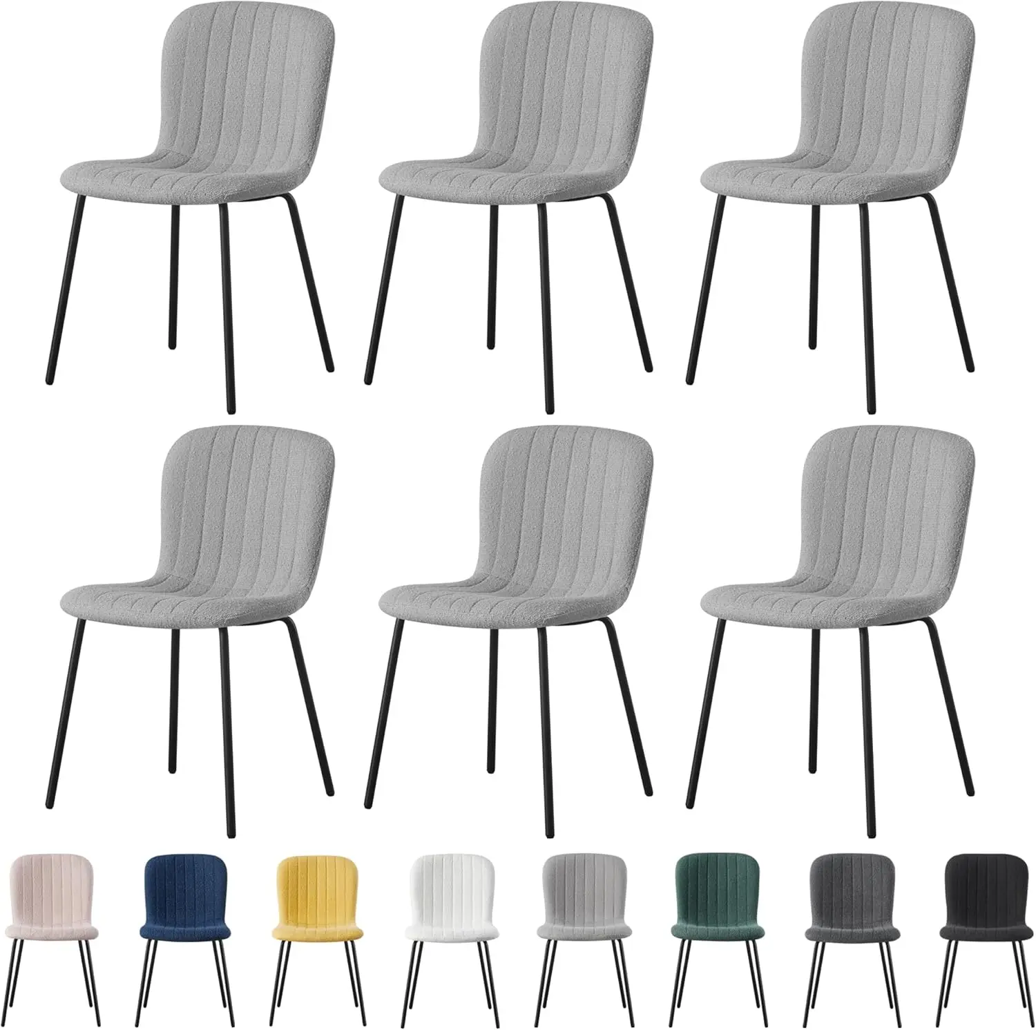 Mcc Direct 2/4/6Pcs Soft Fabric Dining Chairs with Upholstered Seat and Metal Legs for Dining Room Living Room and Kitchen-BELLA