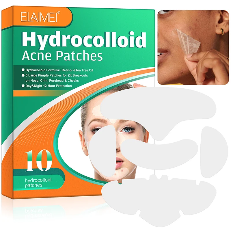 

10Pcs/box Hydrocolloid Acne Face Patch Forehead And Cheeks Pimple Patches For Zit Breakouts On Nose Chin Forehead
