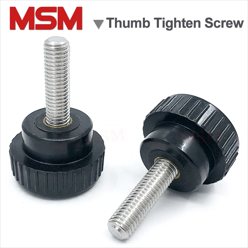 

5Pcs Round Head Hand Tighten Screw Round Knurled Rubber Thumb Screw Plastic Tighten Bolt M4 M5 With Stainless Steel Rod