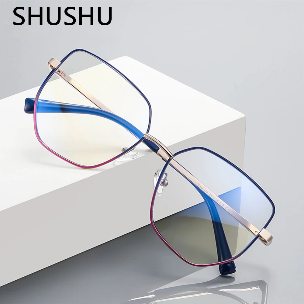 

New Anti Blue Light Computer Reading Glasses Women Big Frame Cat Eye Metal Frame Reading Eyeglasses Optical Eyewear