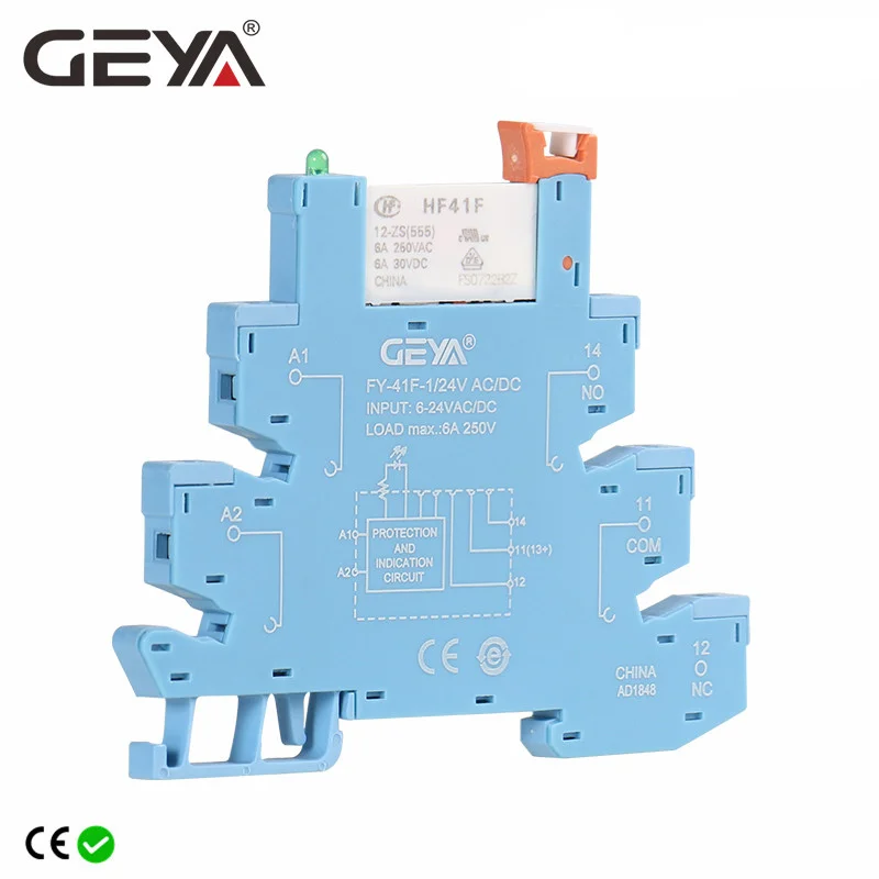 GEYAFY41F1DinRailSlimRelayModuleProtectionCircuit6ARelay