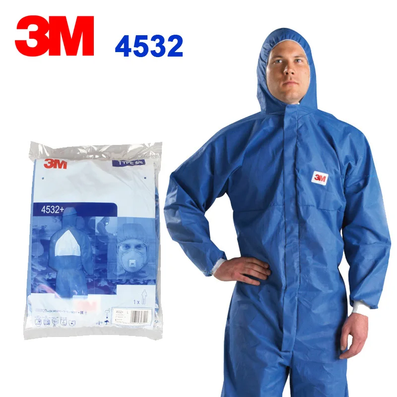 3M 4532+ Protective Coverall Anti-Radiation Anti-Dust Work Anti-Chemical Suit Spray Paint Anti-Static Laboratory Clothes Type5/6 Work Coverall Suit