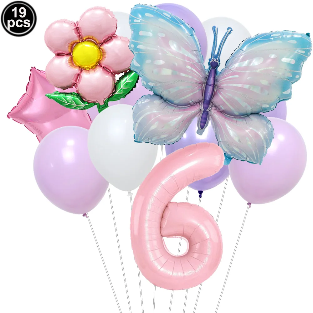20-Pack Pink Bow Butterfly Foil Balloons - 16 Inch Mylar Balloons For Birthday Parties & Baby Showers