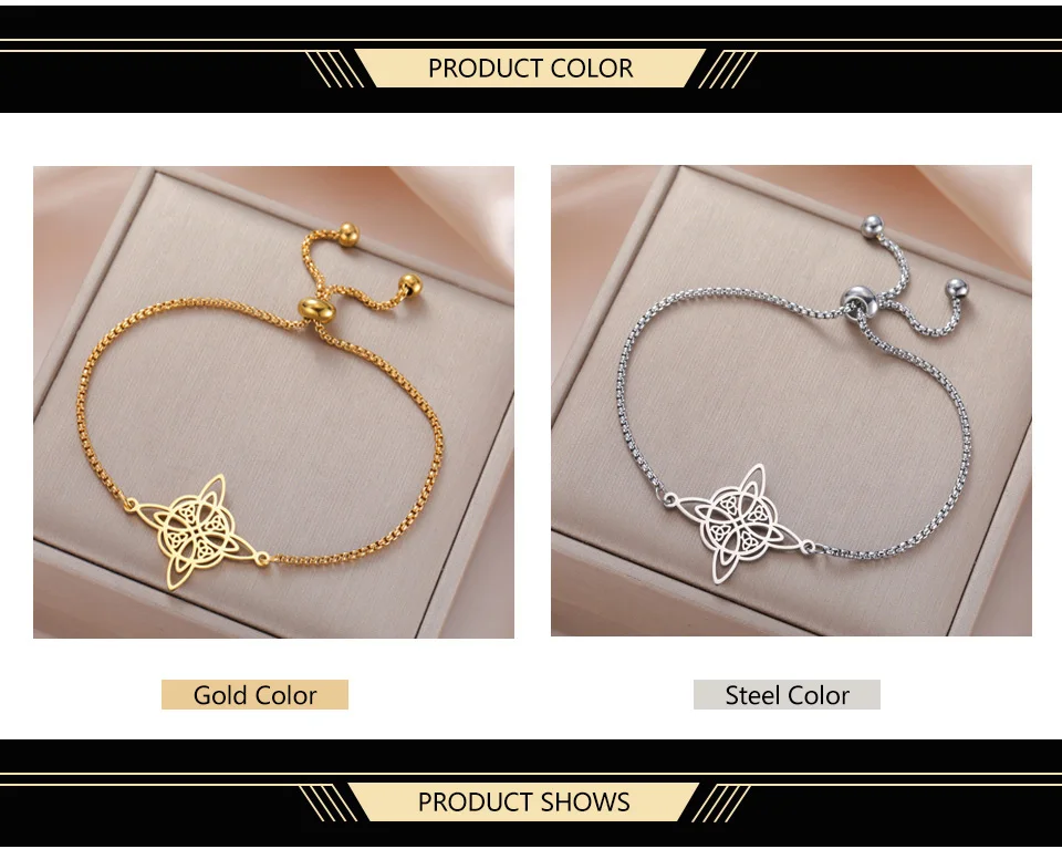 Dawapara Viel Glück Hexen Knoten Armband Celtics Triquetra Trinity Knoten Charm Wicca Symbol Irisches Geschenk Edelstahl Schmuck – Detail 5