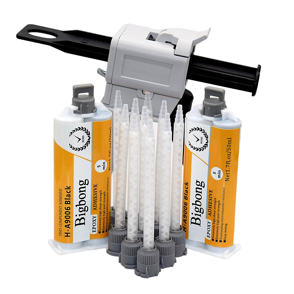 

2pcs 50ml Black AB Glues 1:1 Epoxy Glue Adhesives with Manual Glue Gun 50ml 1:1 Caulking Gun and 10pcs 1:1 Static Mixing Nozzles