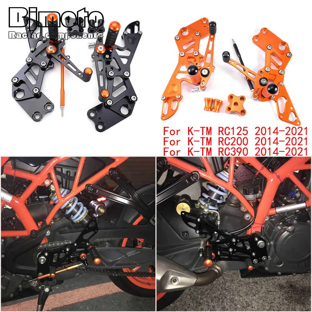 

RC 125 Motorcycle Adjustable Rearset Footrests Foot Pegs Rear Set For K-TM RC 125 200 250 390 RC125 RC200 RC390 2014-2021