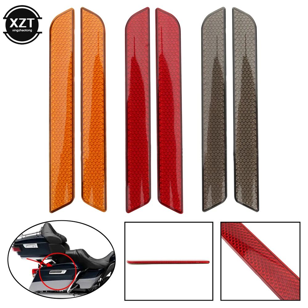 

2 Pcs Motorcycle Fork Reflector Safety Warning Reflective Sticker Saddlebag Lock Cover for Harley Touring 2014-Up