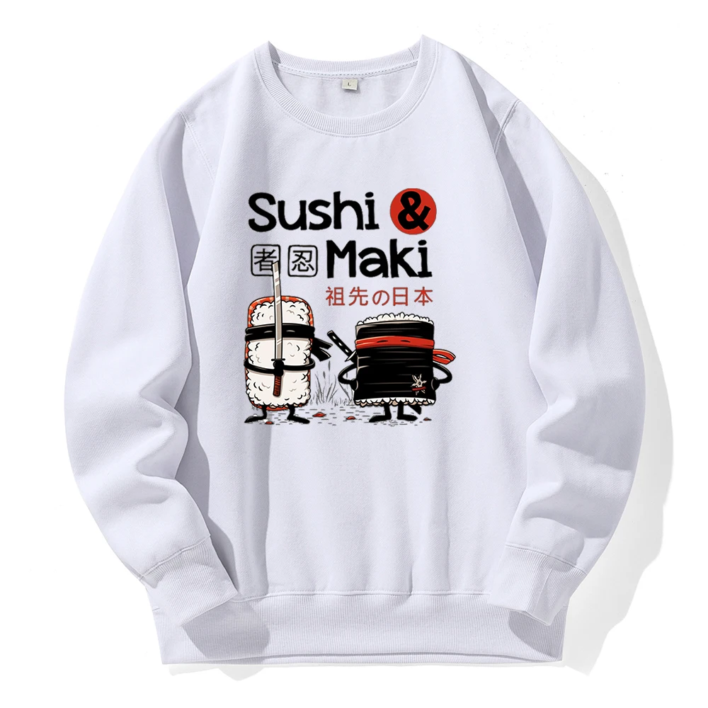 

Sushi Maki Ninja Funny Cute Hoodies Men Fleece Warm Comfortable Hoody Classic Retro Sweatshirts Casual Loose Oversized Hooded