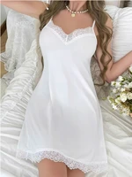 One piece of women's pajamas. It is a fashionable, elegant and sexy camisole pajamas with lace trims. It's a solid-color dress, - Image 5