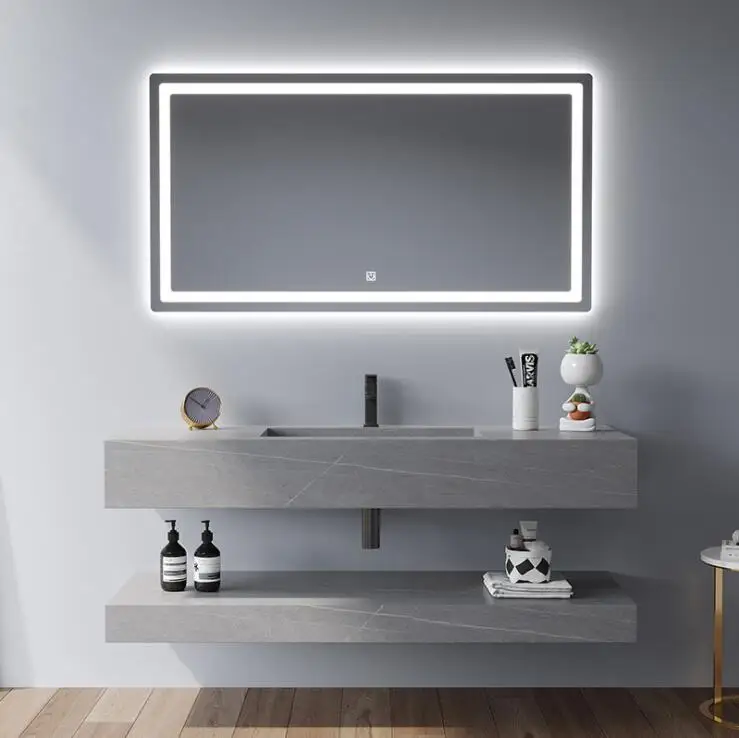 Hot Project Sintered Stone Sink Bathroom Vanity Cabinet Set With Counter Top Wall Hung Bathroom Vanity Cabinet